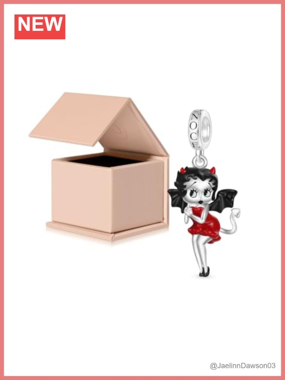 S925 Sterling Silver Betty Boop Devil Dangle Charm for Bracelet Necklace
